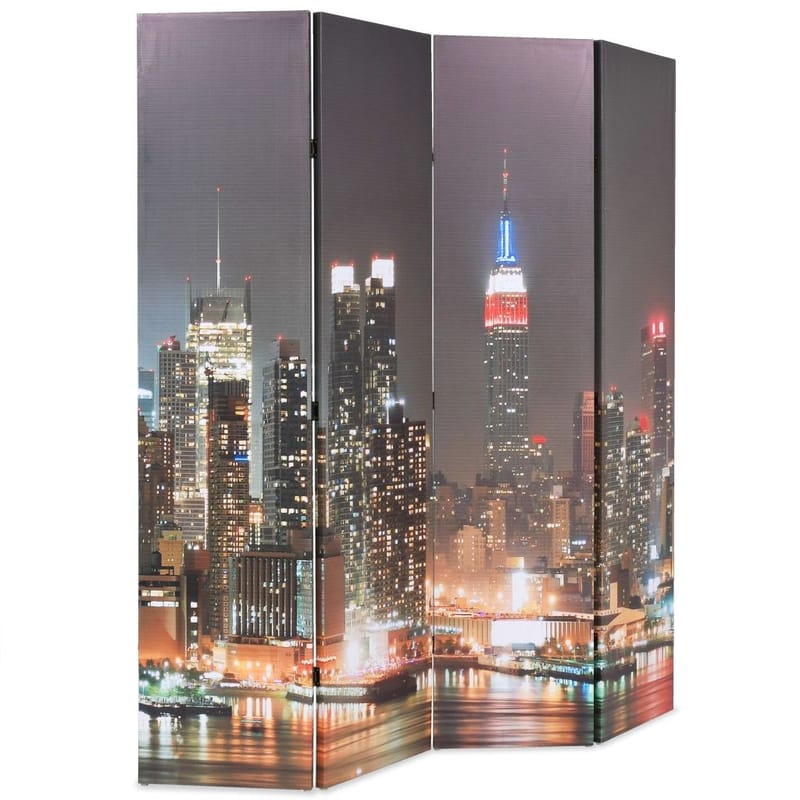 Taitettava tilanjakaja 160x170 cm New Yorkin yömaisema - Monivärinen - Sisustustuotteet - Tilanjakaja & sermi - Taittuva sermi