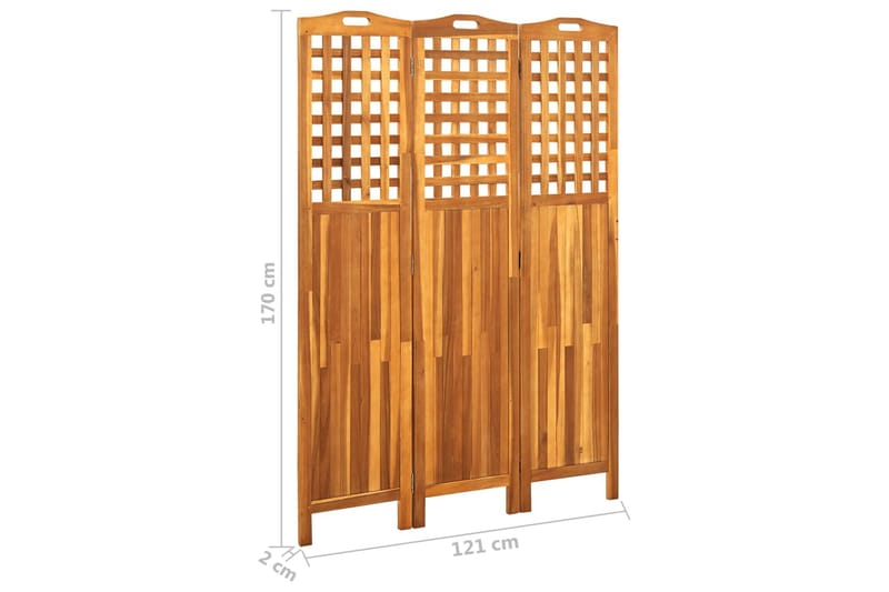 Tilanjakaja 3-osainen 121x2x170 cm Akaasia - Ruskea - Sisustustuotteet - Tilanjakaja & sermi - Sermiseinä