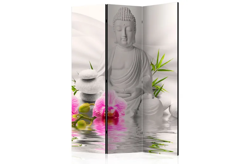 Tilanjakaja Buddha And Orchids 135x172, Artgeist sp. z o. o.