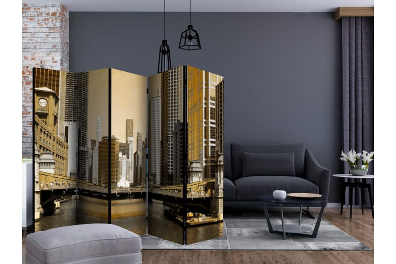 Tilanjakaja Chicago's bridge (vintage effect) II 225x172 - Artgeist sp. z o. o. - Sisustustuotteet - Tilanjakaja & sermi