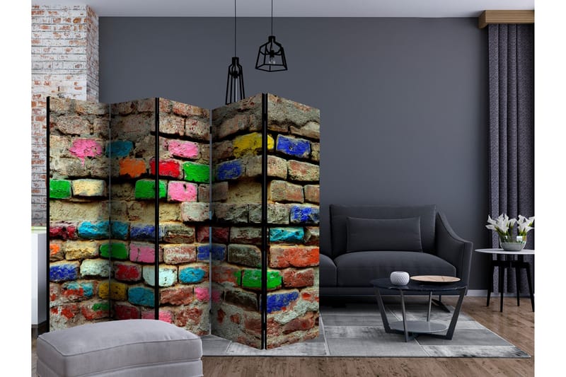 Tilanjakaja Colourful Bricks II 225x172 - Artgeist sp. z o. o. - Sisustustuotteet - Tilanjakaja & sermi