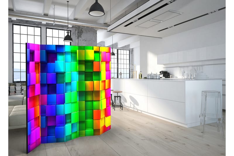 Tilanjakaja Colourful Cubes 225x172 - Artgeist sp. z o. o. - Sisustustuotteet - Tilanjakaja & sermi