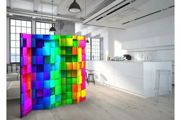 Tilanjakaja Colourful Cubes 225x172 - Artgeist sp. z o. o. - Sisustustuotteet - Tilanjakaja & sermi