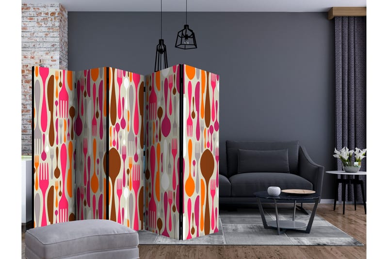 Tilanjakaja Cutlery - pink and violet II 225x172 - Artgeist sp. z o. o. - Sisustustuotteet - Tilanjakaja & sermi