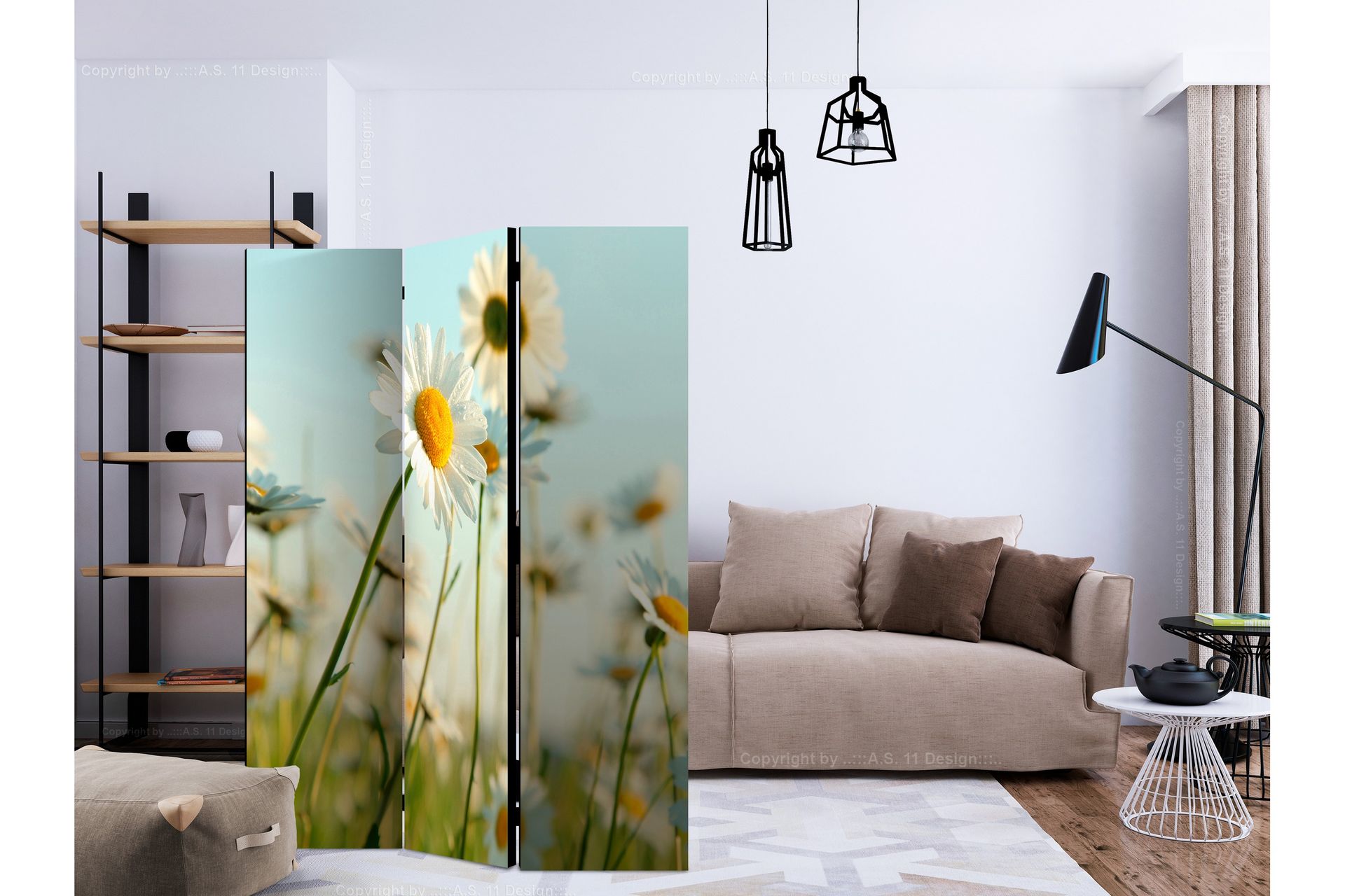 Tilanjakaja Daisies - Spring Meadow - Artgeist sp. z o. o. - Sisustustuotteet - Tilanjakaja & sermi