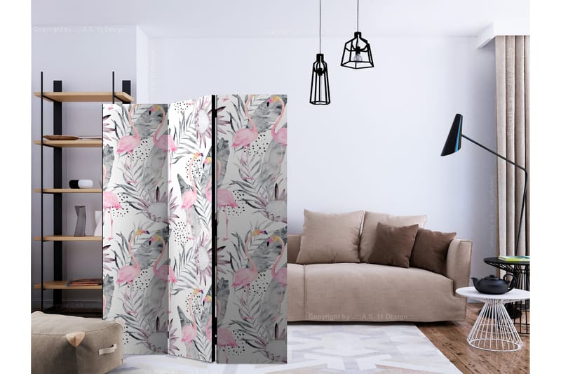 Tilanjakaja Flamingos and Twigs - Artgeist sp. z o. o. - Sisustustuotteet - Tilanjakaja & sermi