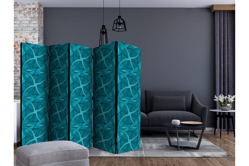 Tilanjakaja Geometric Turquoise II - Artgeist sp. z o. o. - Sisustustuotteet - Tilanjakaja & sermi