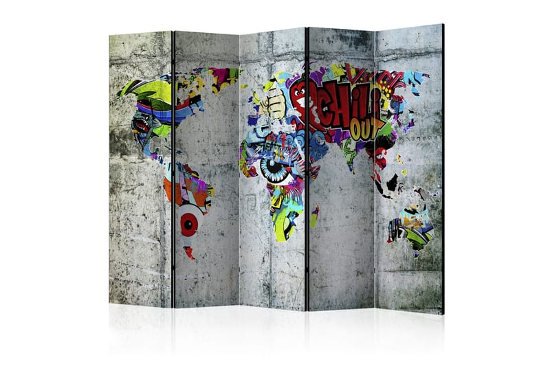 Tilanjakaja Graffiti World 225x172 - Artgeist sp. z o. o. - Sisustustuotteet - Tilanjakaja & sermi