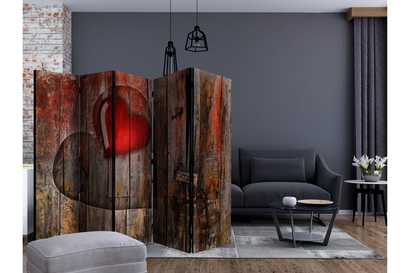 Tilanjakaja Heart on wooden background II 225x172 - Artgeist sp. z o. o. - Sisustustuotteet - Tilanjakaja & sermi