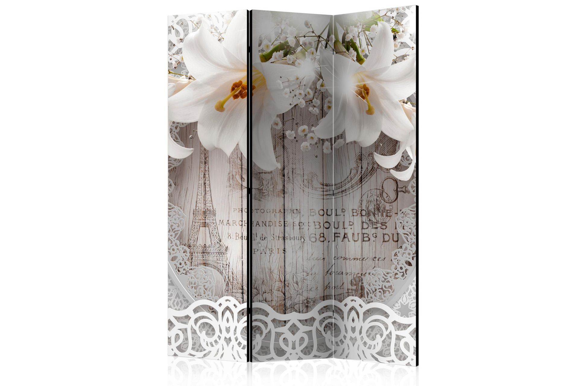 Tilanjakaja Lilies and Quilted Background - Artgeist sp. z o. o. - Sisustustuotteet - Tilanjakaja & sermi