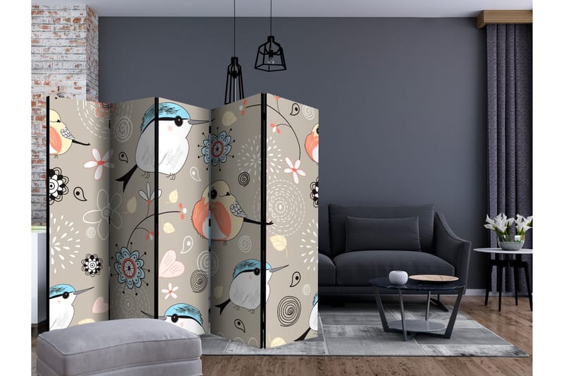 Tilanjakaja Natural Pattern with Birds II - Artgeist sp. z o. o. - Sisustustuotteet - Tilanjakaja & sermi