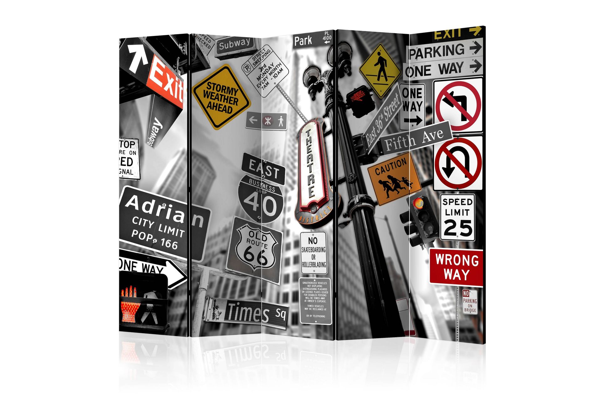 Tilanjakaja New York Signs II - Artgeist sp. z o. o. - Sisustustuotteet - Tilanjakaja & sermi