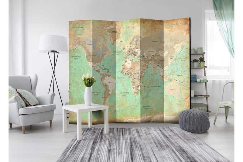 Tilanjakaja Turquoise World Map 225x172 - Artgeist sp. z o. o. - Sisustustuotteet - Tilanjakaja & sermi