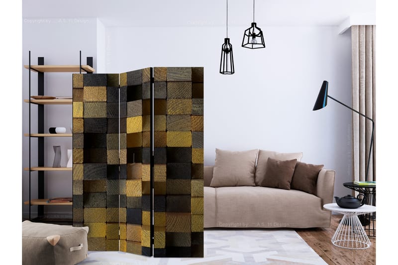 Tilanjakaja Wooden cubes 135x172 - Artgeist sp. z o. o. - Sisustustuotteet - Tilanjakaja & sermi