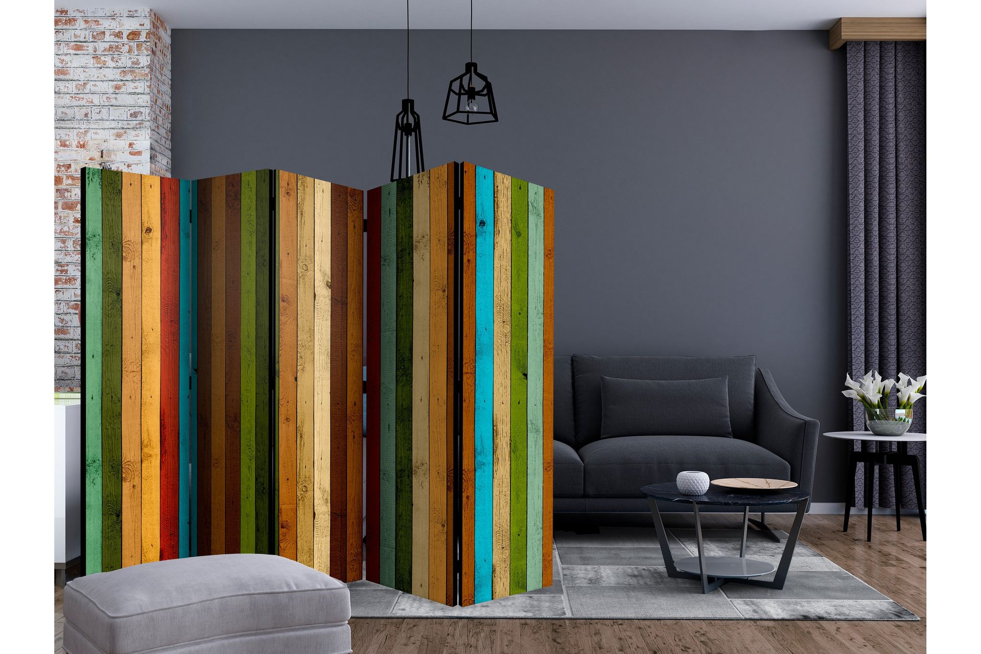 Tilanjakaja Wooden Rainbow II - Artgeist sp. z o. o. - Sisustustuotteet - Tilanjakaja & sermi
