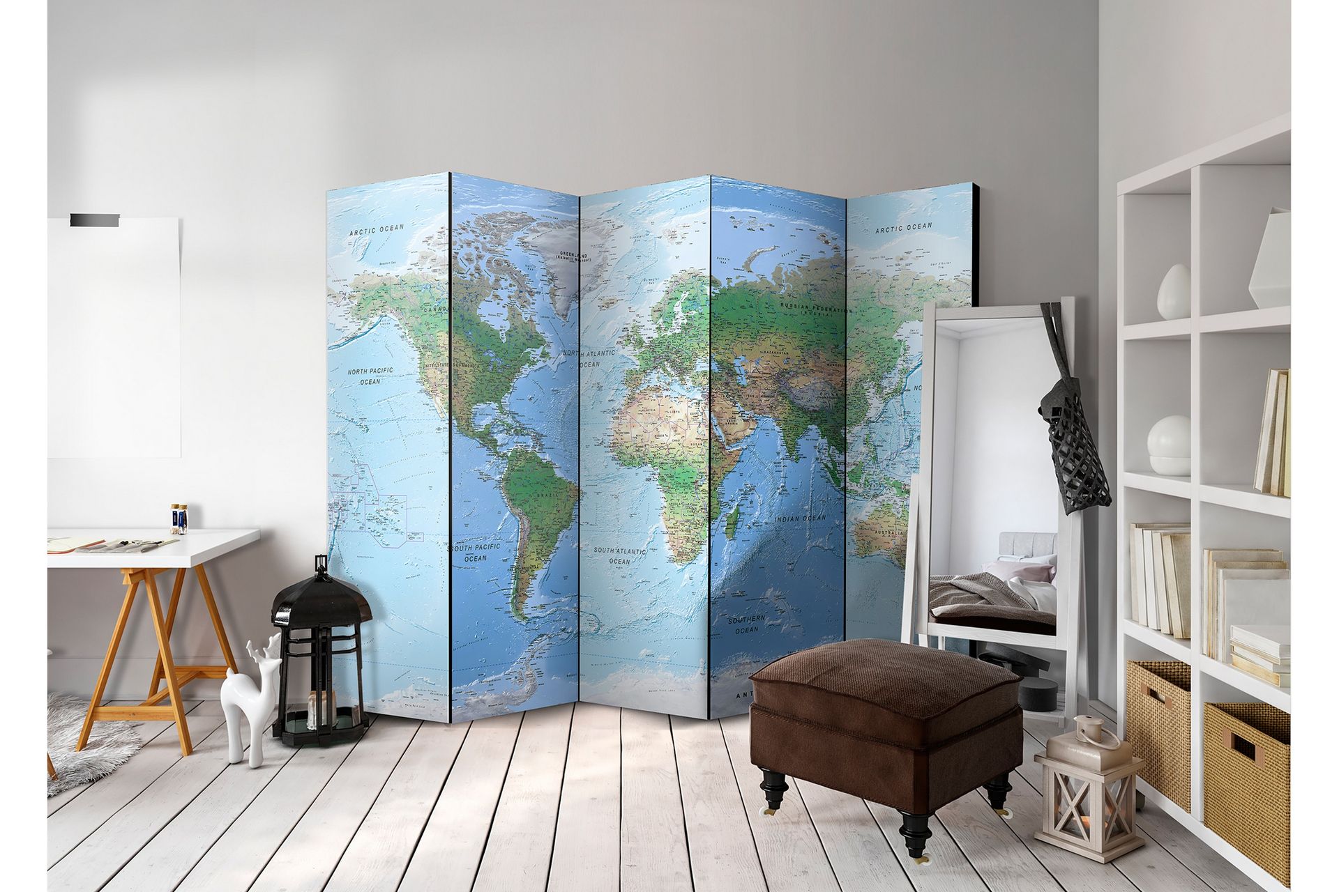 Tilanjakaja World Map 225x172 - Artgeist sp. z o. o. - Sisustustuotteet - Tilanjakaja & sermi