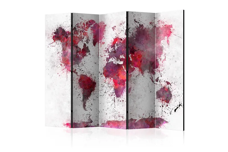 Tilanjakaja World Map: Red Watercolors II 225x172, Artgeist sp. z o. o.