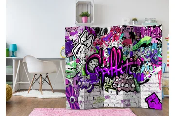 Tilanjakaja Purple Graffiti 225x172 - Artgeist sp. z o. o. - Sisustustuotteet - Tilanjakaja & sermi