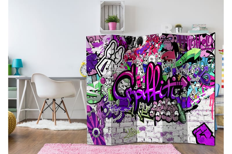 Tilanjakaja Purple Graffiti 225x172 - Artgeist sp. z o. o. - Sisustustuotteet - Tilanjakaja & sermi
