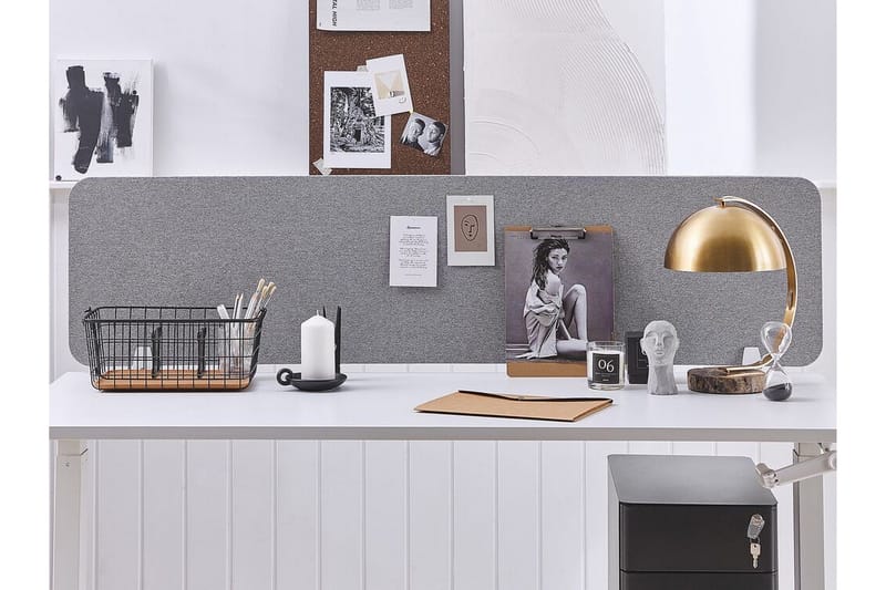 Kirjoituspöydän sermi Wally 160x40 cm - Harmaa - Sisustustuotteet - Tilanjakaja & sermi - Työpöydän sermi