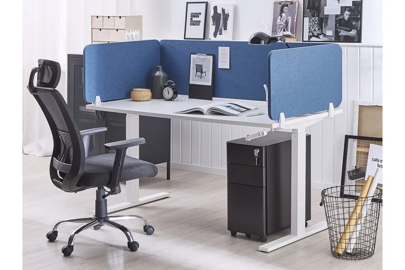 Sermi työpöytään 160 x 40 cm Sininen WALLY - Sininen - Sisustustuotteet - Tilanjakaja & sermi - Työpöydän sermi