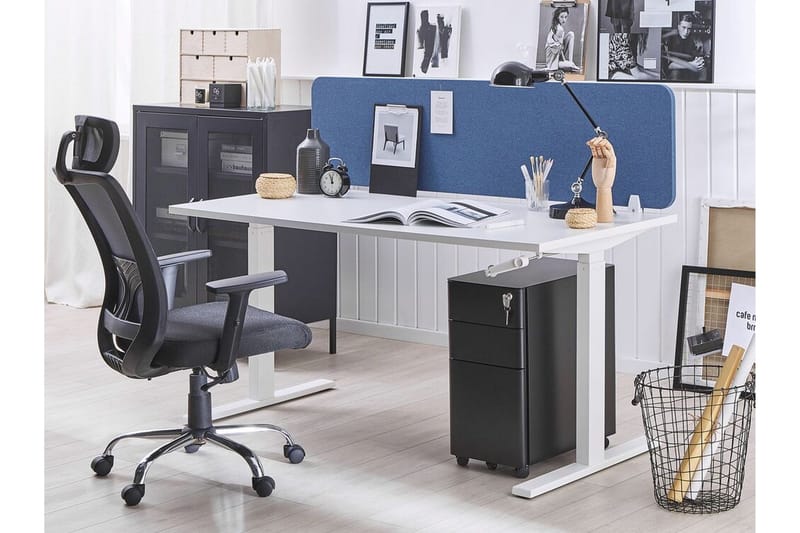 Sermi työpöytään 160 x 40 cm Sininen WALLY - Sininen - Sisustustuotteet - Tilanjakaja & sermi - Työpöydän sermi