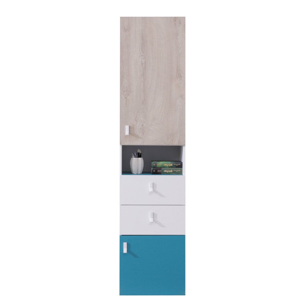 Planeta kirjahylly 45 cm puuta - Sininen|Valkoinen