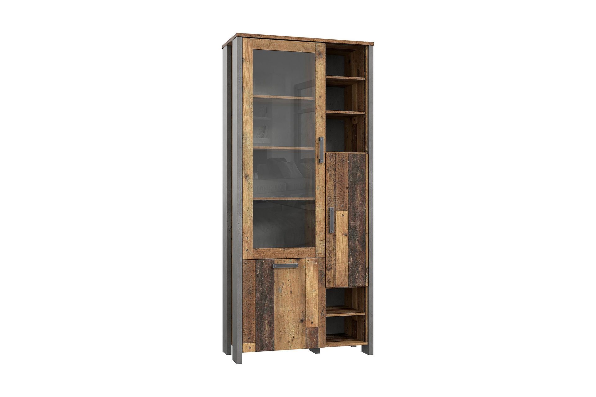 Vitriinikaappi Treknow 92 cm - Ruskea/Harmaa