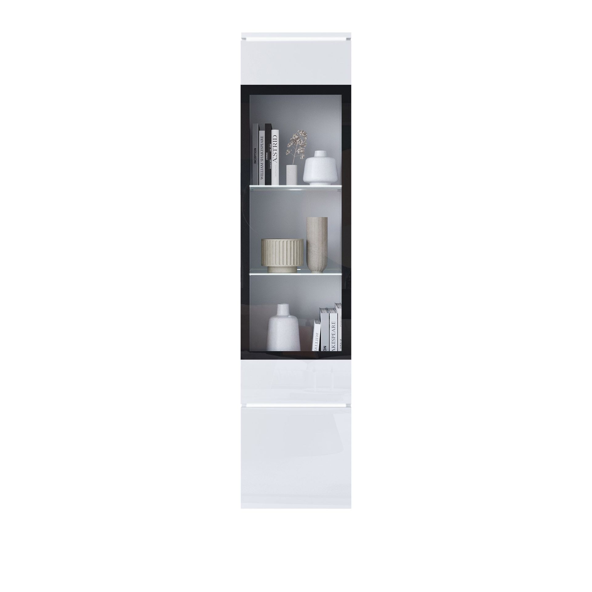 vitriinikaappi Korkea vitriinikaappi VERA TYYPPI 002 + LED valkoinen