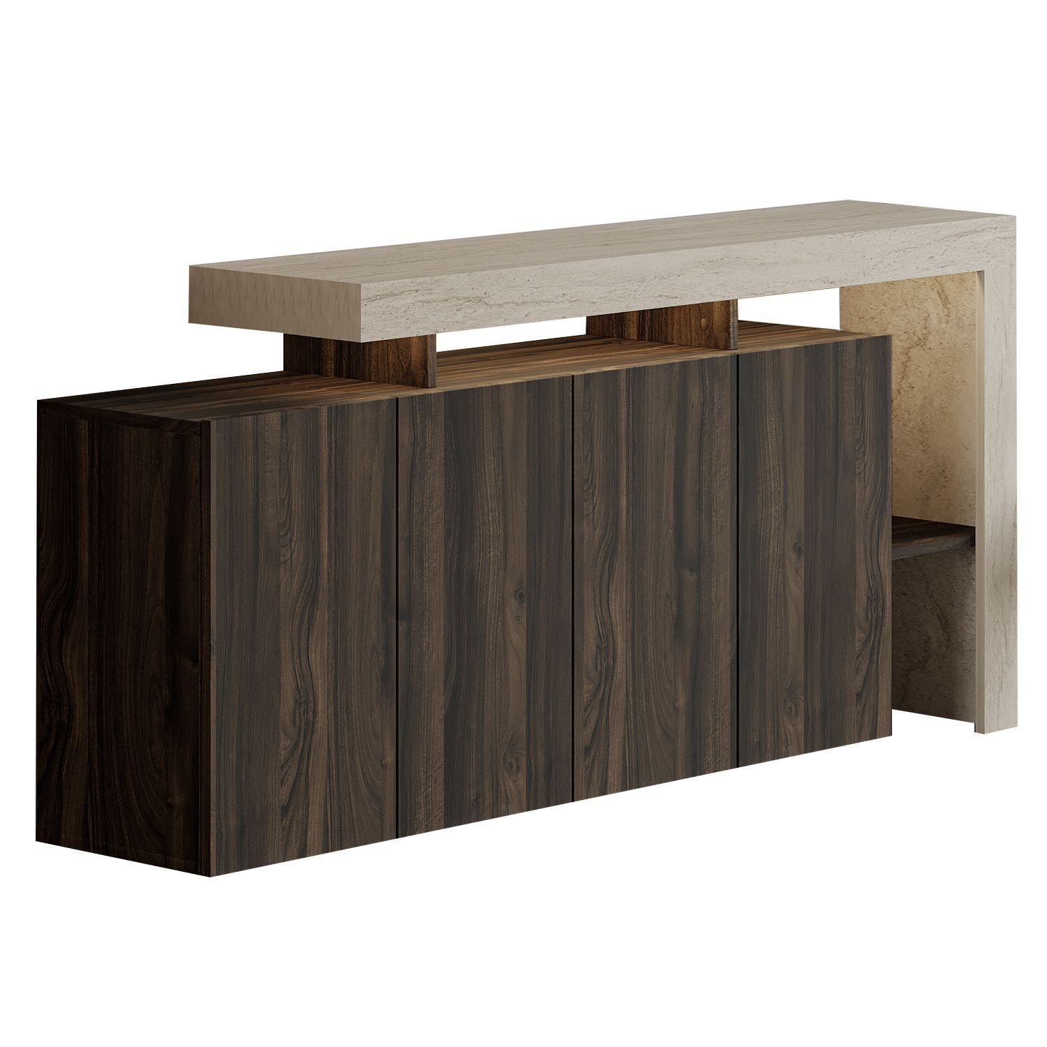 Jurukovo konsolipöytä 170x80x35 cm - Travertine ja pähkinäpuu
