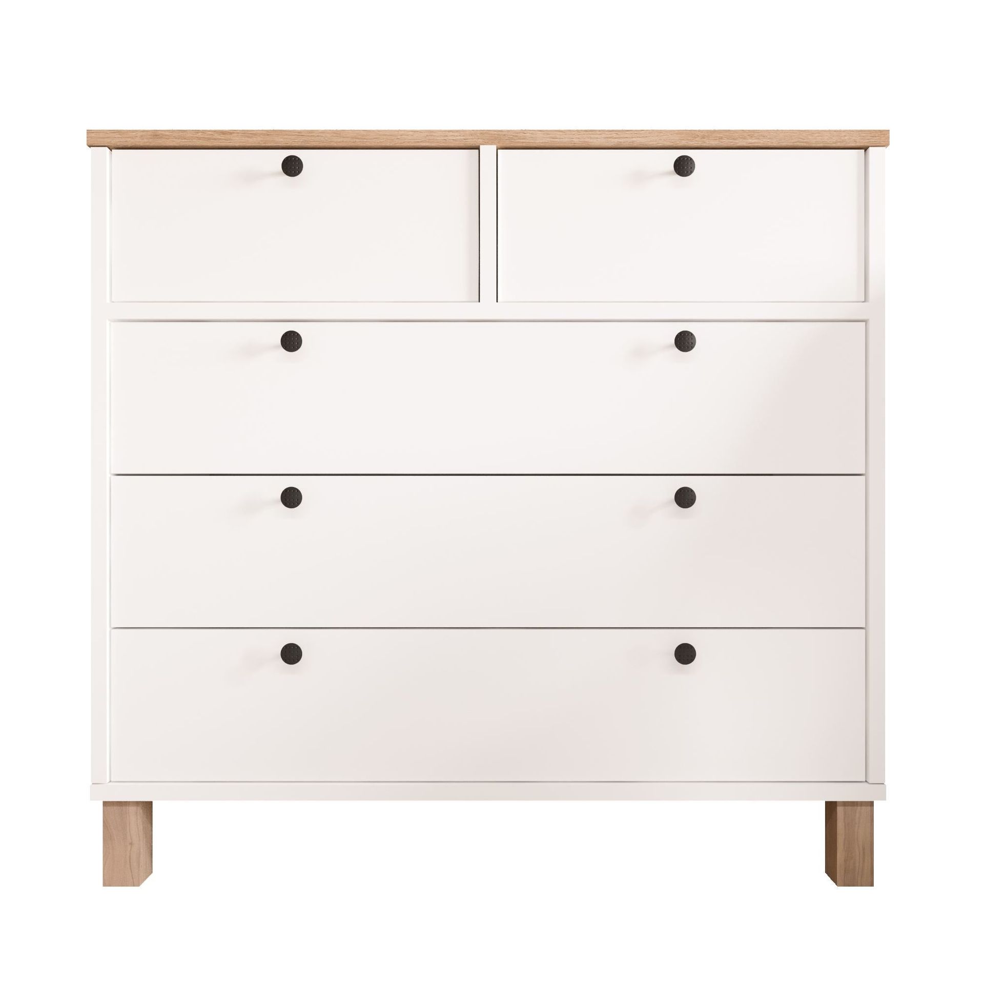 Lipasto Hanah Home Nord (90 x 85,2 x 40 cm) Valkotammi - Valkoinen ja tammi