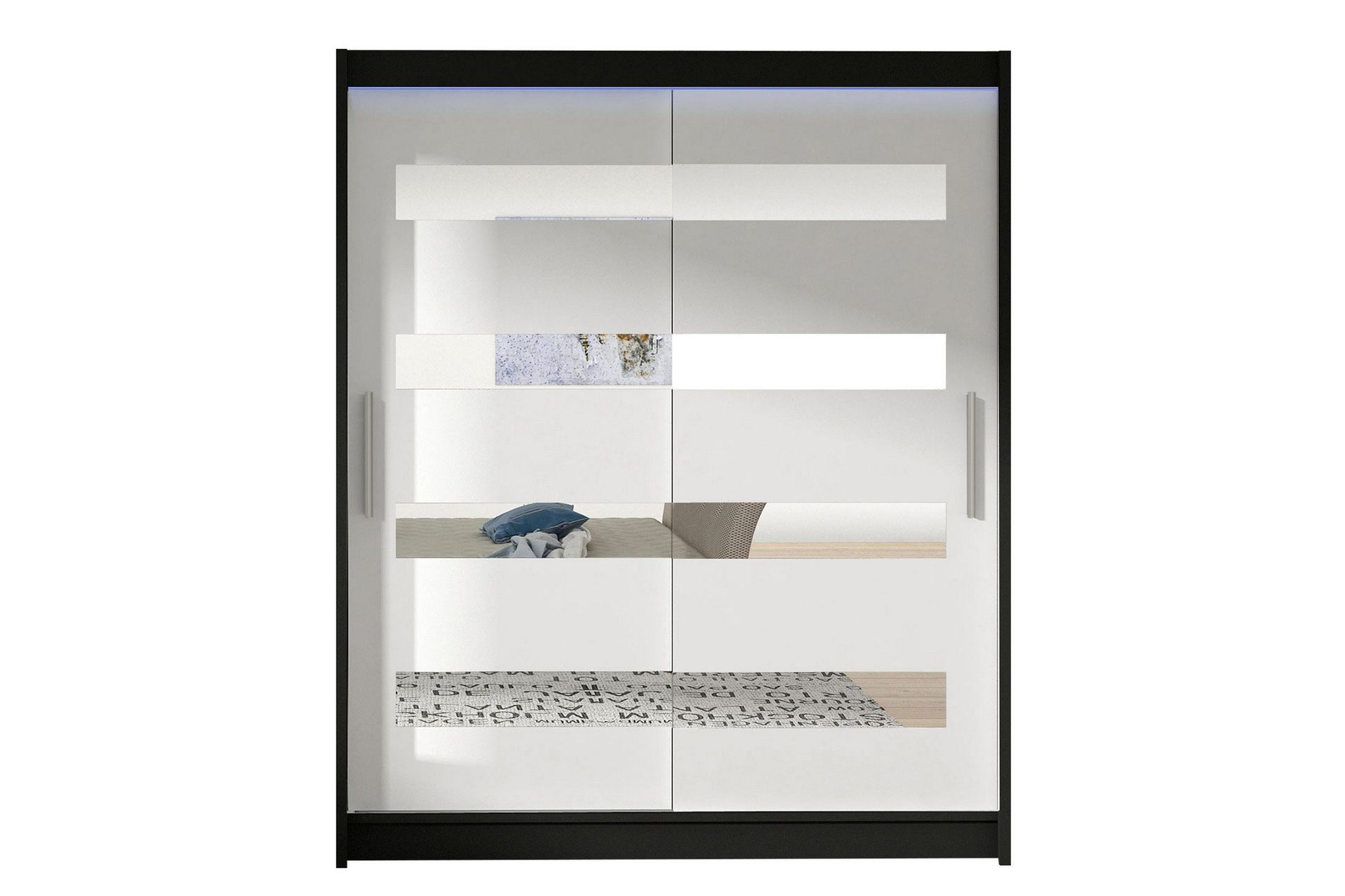 Vaatekaappi Presto 58x150 cm LED-valaistus - Musta/Valkoinen