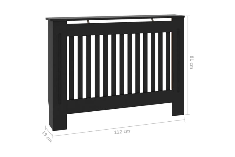 Lämpöpatterin suoja musta 112x19x81 cm MDF - Talo & remontointi - Ilmastointi - Lämmitys - Lampöpatteri