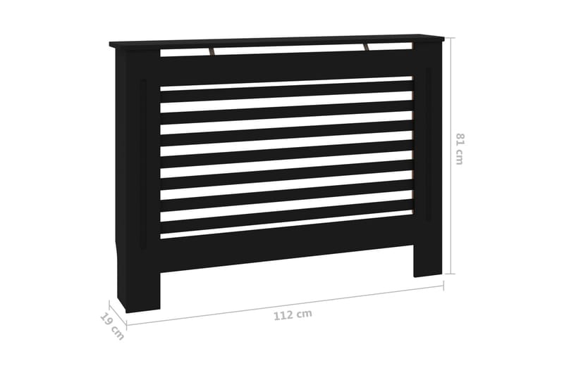 Lämpöpatterin suoja musta 112x19x81 cm MDF - Talo & remontointi - Ilmastointi - Lämmitys - Lampöpatteri