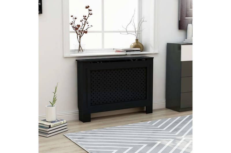 Lämpöpatterin suoja musta 112x19x81 cm MDF - Talo & remontointi - Ilmastointi - Lämmitys - Lampöpatteri