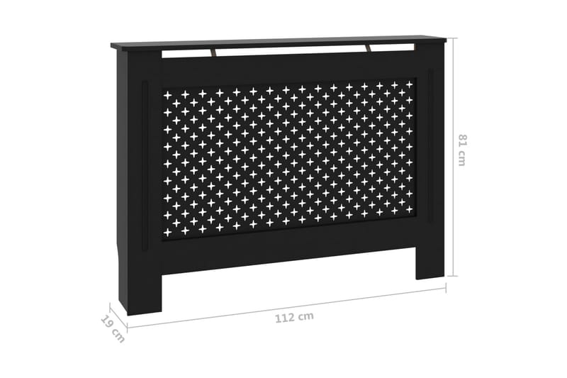 Lämpöpatterin suoja musta 112x19x81 cm MDF - Talo & remontointi - Ilmastointi - Lämmitys - Lampöpatteri