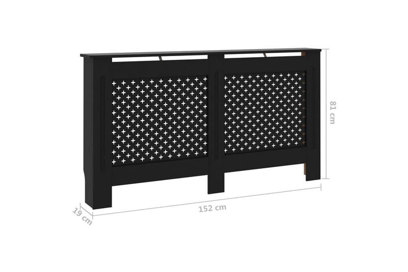 Lämpöpatterin suoja musta 152x19x81 cm MDF - Talo & remontointi - Ilmastointi - Lämmitys - Lampöpatteri