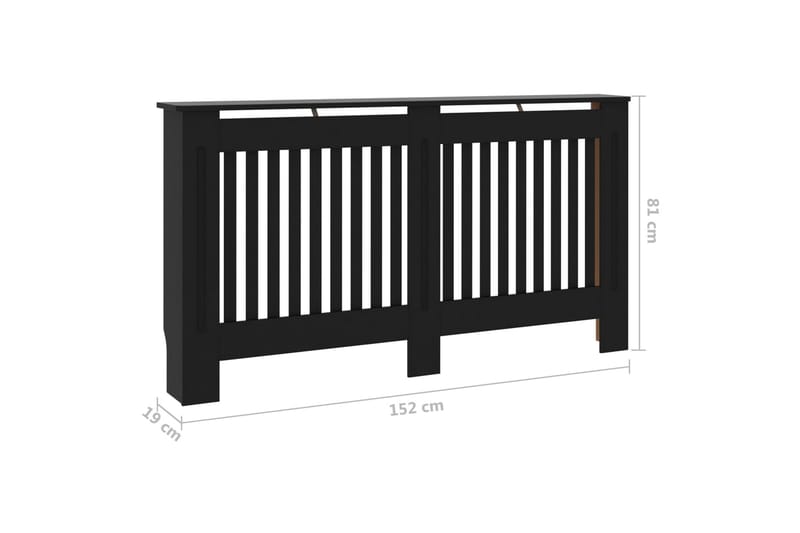 Lämpöpatterin suoja musta 152x19x81 cm MDF - Talo & remontointi - Ilmastointi - Lämmitys - Lampöpatteri