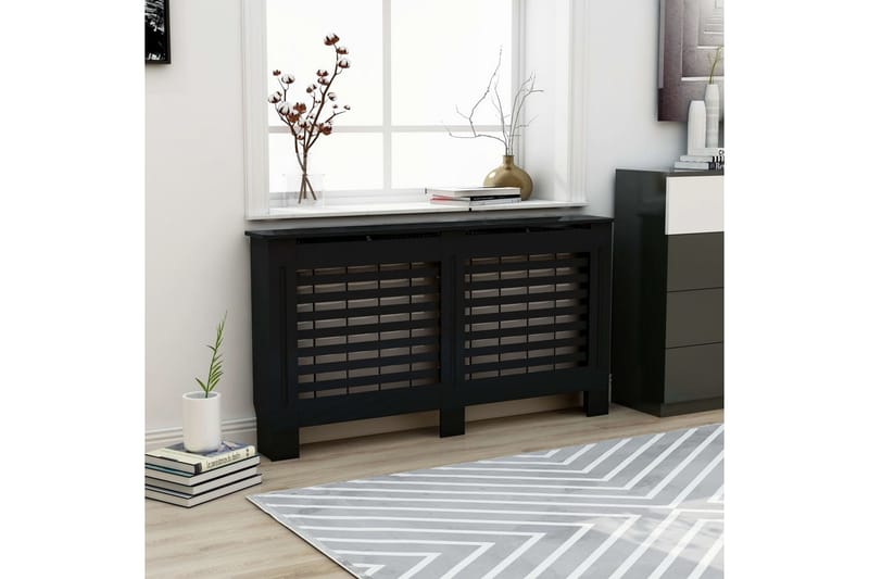 Lämpöpatterin suoja musta 152x19x81 cm MDF - Talo & remontointi - Ilmastointi - Lämmitys - Lampöpatteri