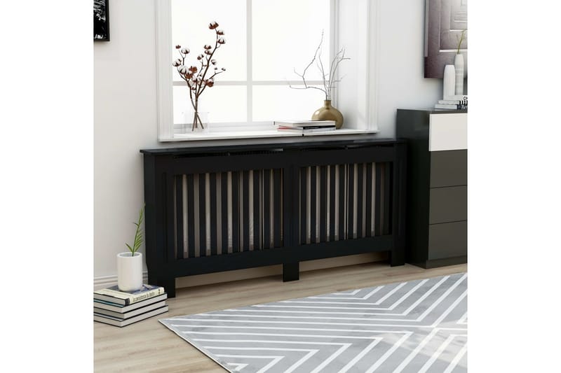 Lämpöpatterin suoja musta 172x19x81 cm MDF - Talo & remontointi - Ilmastointi - Lämmitys - Lampöpatteri