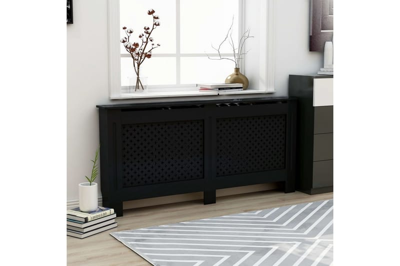 Lämpöpatterin suoja musta 172x19x81 cm MDF - Talo & remontointi - Ilmastointi - Lämmitys - Lampöpatteri