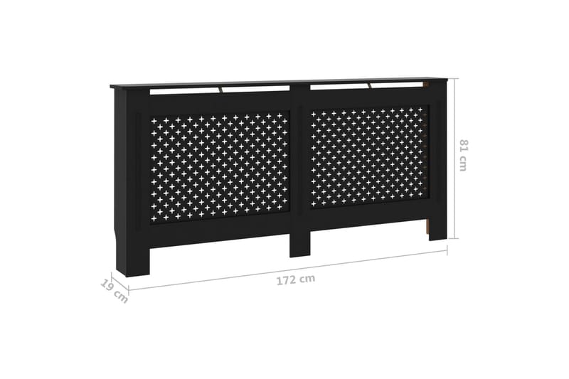 Lämpöpatterin suoja musta 172x19x81 cm MDF - Talo & remontointi - Ilmastointi - Lämmitys - Lampöpatteri