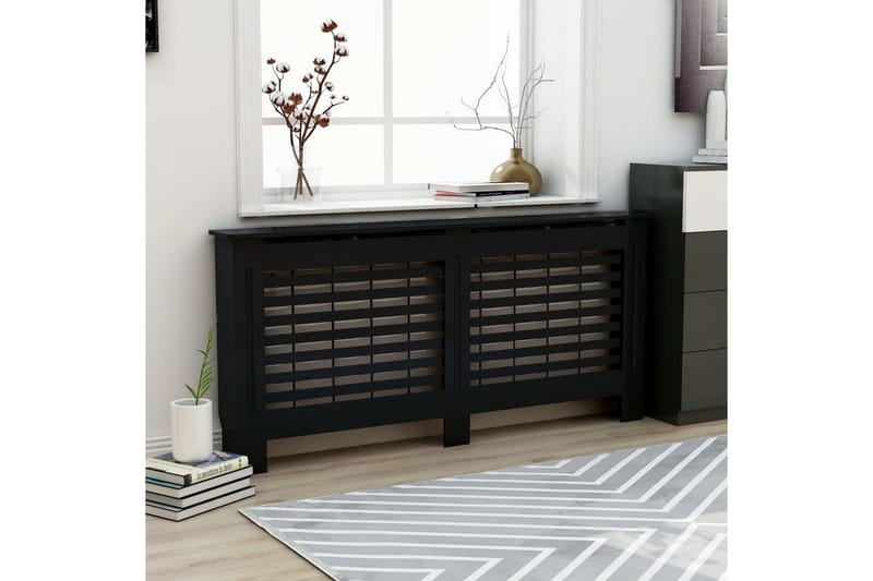 Lämpöpatterin suoja musta 172x19x81 cm MDF - Talo & remontointi - Ilmastointi - Lämmitys - Lampöpatteri