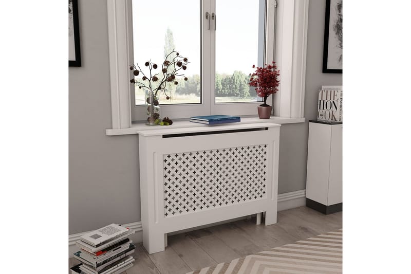 Lämpöpatterin suojat 2 kpl valkoinen 112x19x81,5 cm MDF - Valkoinen - Talo & remontointi - Ilmastointi - Lämmitys - Lampöpatteri