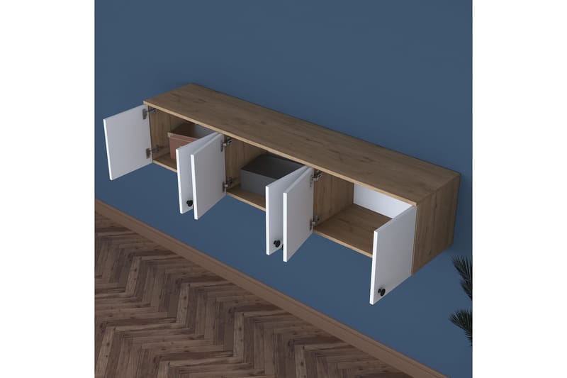 Jaibir seinähylly 179,6x37,5 cm ruskea/valkoinen - Hanah Home - Säilytys - Hylly - Seinähylly