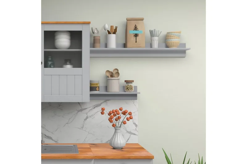 Alby Seinähylly 100x14 cm - Harmaa - Talo & remontointi - Keittiö & kylpyhuone - Keittiö & kodinhoitohuone - Keittiön sisustus - Keittiöhylly