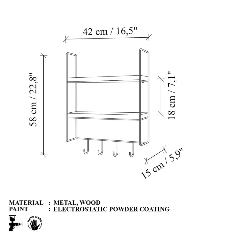 Alvorn seinähylly 58x42 cm - Talo & remontointi - Keittiö & kylpyhuone - Keittiö & kodinhoitohuone - Keittiön sisustus - Keittiöhylly