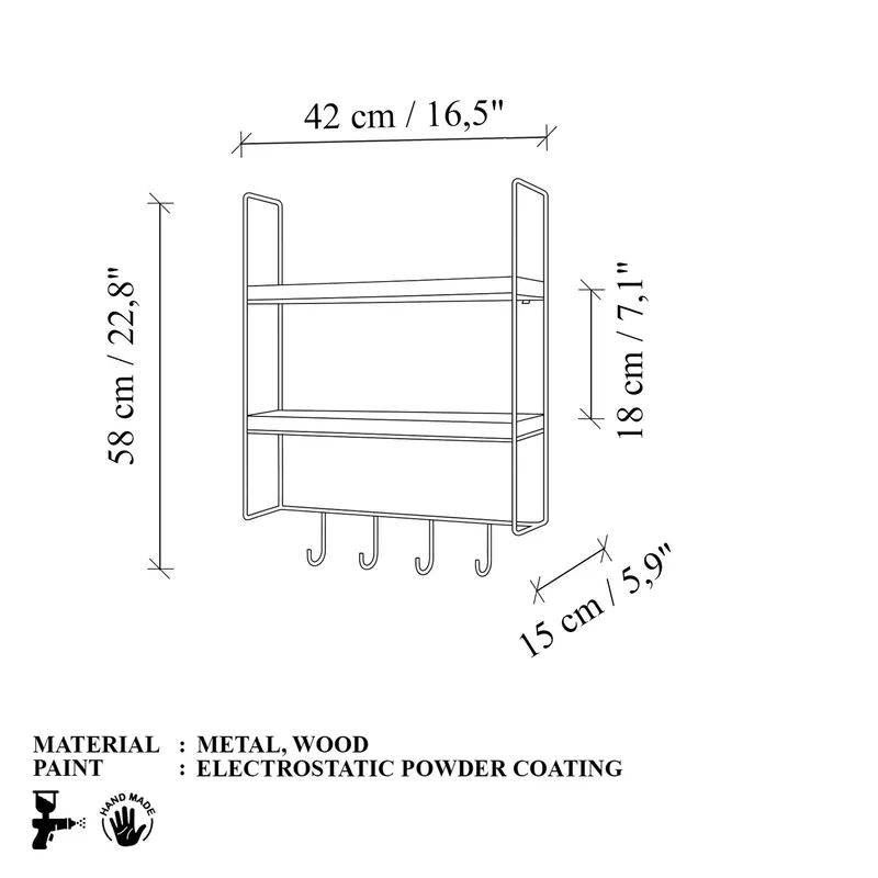 Alvorn seinähylly 58x42 cm - Talo & remontointi - Keittiö & kylpyhuone - Keittiö & kodinhoitohuone - Keittiön sisustus - Keittiöhylly