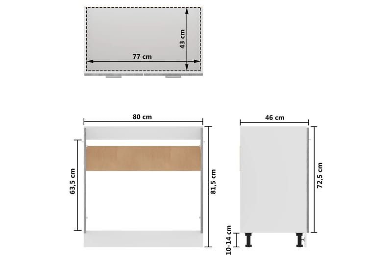 beBasic Allaskaappi harmaa Sonoma 80x46x81,5 cm tekninen puu - Harmaa - Keittiökaappi - Säilytyskaappi