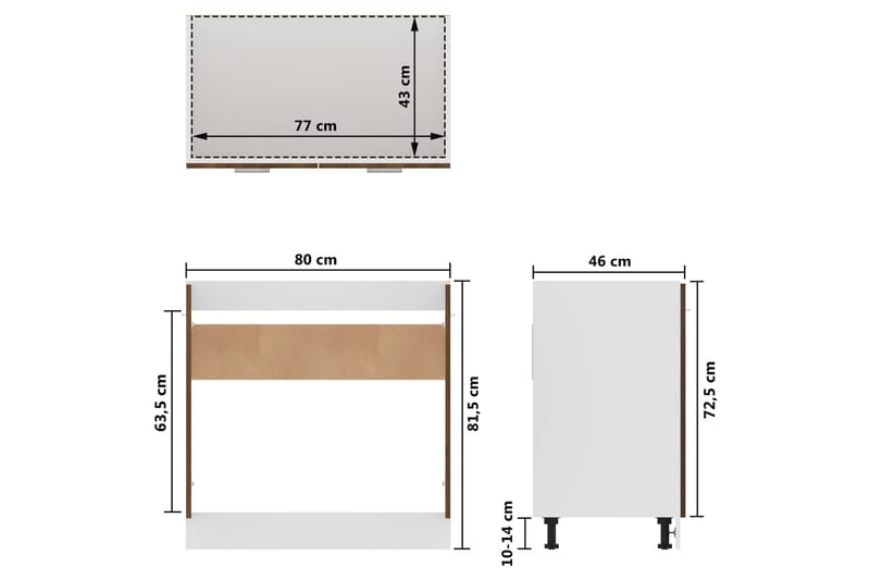 beBasic Allaskaappi ruskea tammi 80x46x81,5 cm tekninen puu - Ruskea - Keittiökaappi - Säilytyskaappi